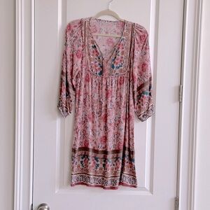 Women's Long Sleeve Floral Mini Tunic Dress.